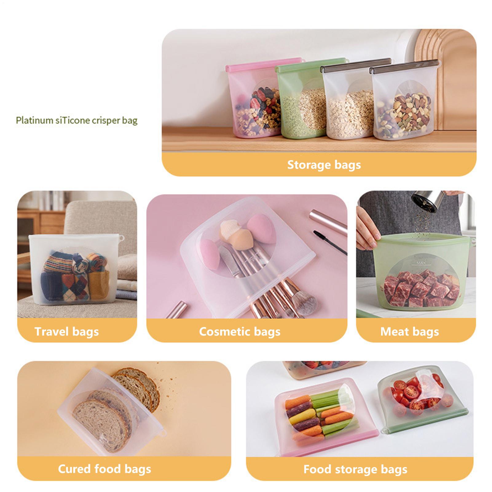 Food Storage Ziploc - Wiederverwendbare Lebensmittel-Aufbewahrungsbeutel, 1000 ml, hochtemperaturbeständig, beschreibbarer