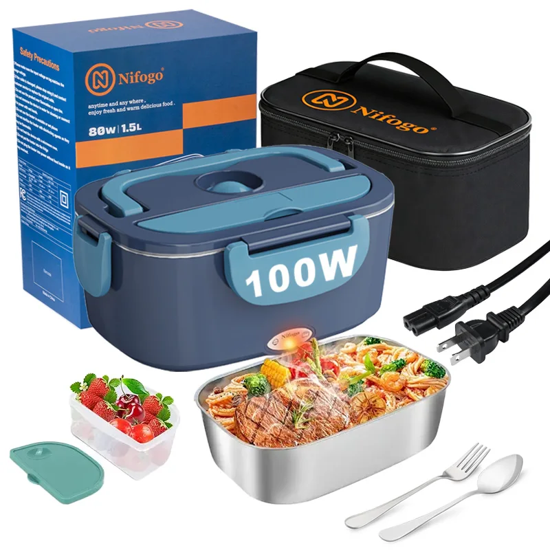 Food Storage Bag Organizer - 100W Elektrische Heiz-Lunchbox 1,5L, tragbarer Speisenwärmer