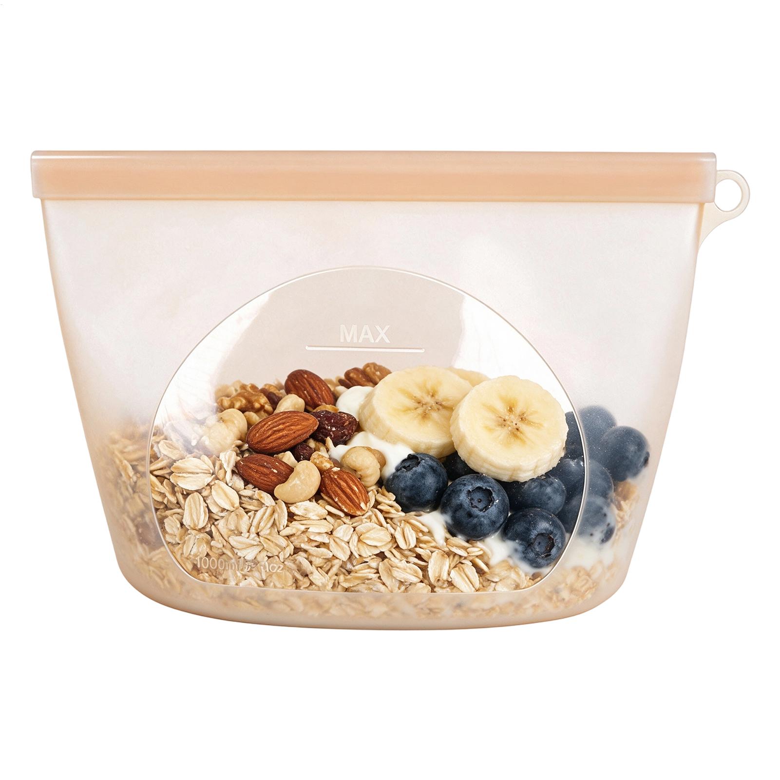 Food Storage Ziploc - Silikonbeutel zur Lebensmittelaufbewahrung, 1000 ml, ofenfester
