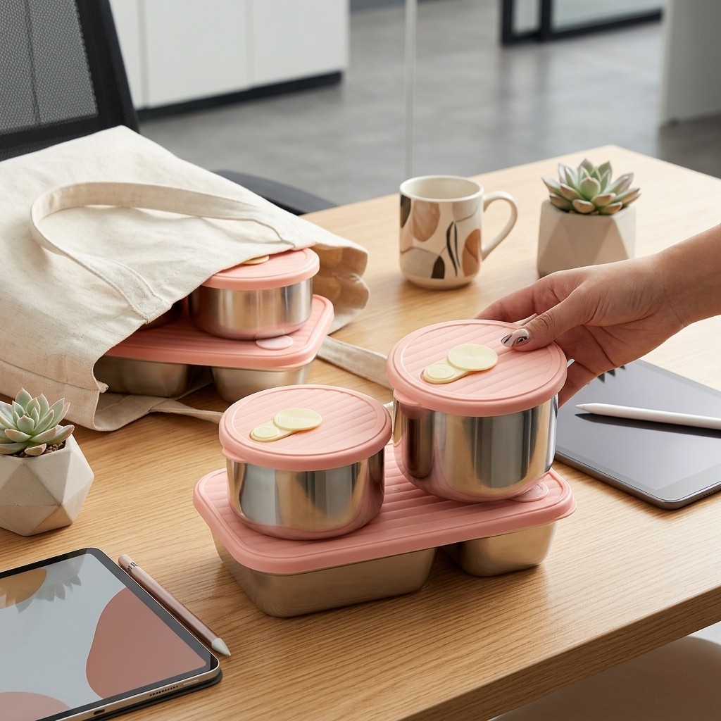 Food Storage Oven Safe - Mikrowellengeeignetes 304 Edelstahl Lunchbox-Set Bento-Box Mahlzeiten-Vorbereitungs-Lebensmittelbehälter