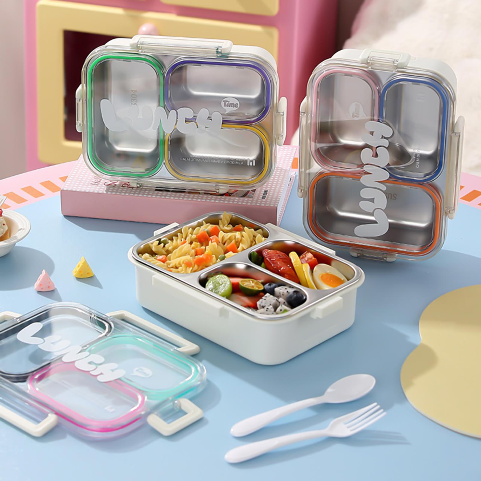 Food Storage Cabinet For Kitchen - Edelstahl-Lunchbox, geteilt, auslaufsicher, für Schulkinder, Snackbox