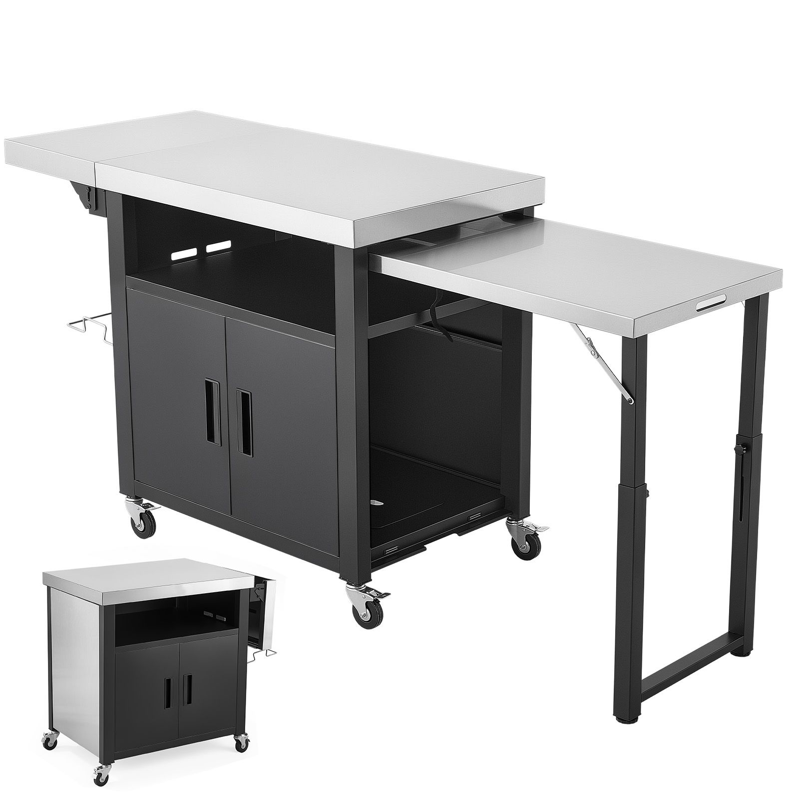 Food Storage Kitchen Cabinet - Outdoor-Grillwagen mit Aufbewahrungsschrank, 74,8 Zoll Grilltisch,