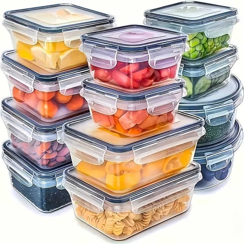 Food Storage Order - 4-teiliges Set Transparente Lebensmittelbehälter mit Schnappverschlüssen,