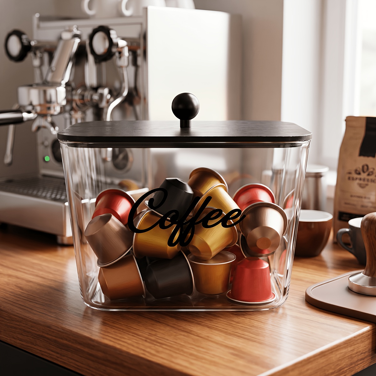 Food Storage Cabinet For Kitchen - Kaffeepads-Halter mit Deckeln, Kunststoff-Aufbewahrungsbox, K-Cup-Organizer mit