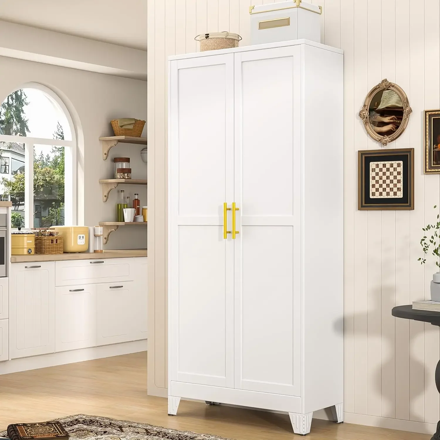 Food Storage Kitchen Cabinet - 71 cm Hoher Metall-Vorratsschrank mit Türen