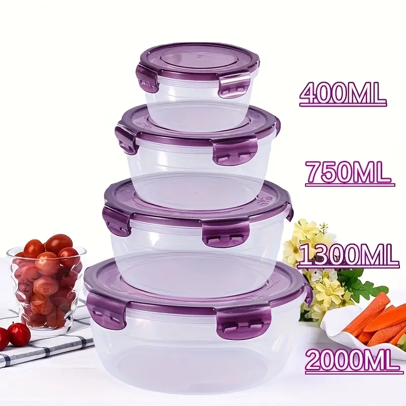 Food Storage Cabinet - 4 Plastik-Lebensmittelbehälter, Lunchboxen, Geeignet für Kantinen,