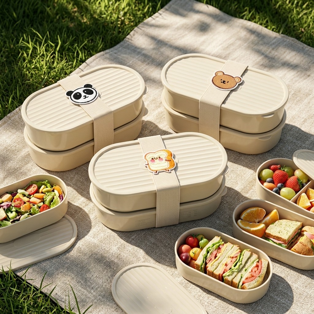 Food Storage Kits - 2-teiliges Set Cartoon Kinder Bento-Box mit