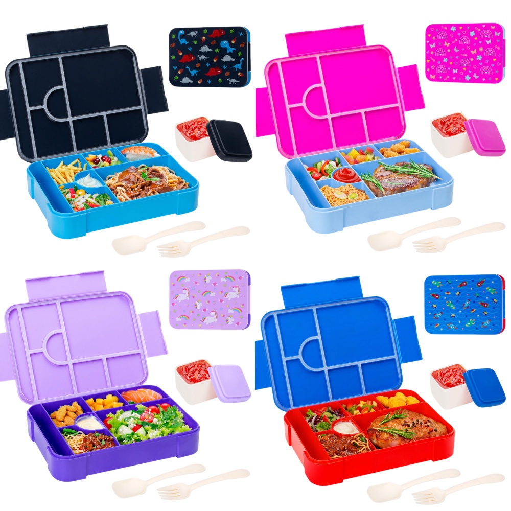 Food Storage Hot - Niedliche Kinder-Lunchbox mit Muster, tragbar, unterteilt,
