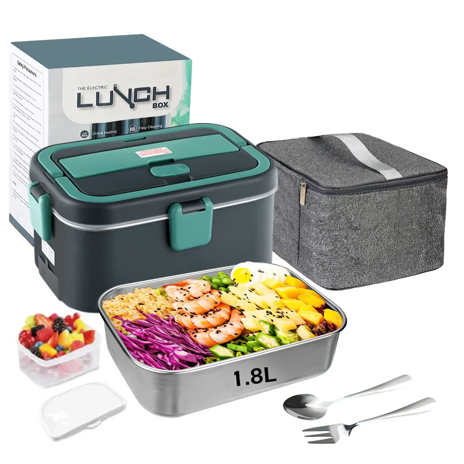 Food Storage For Camping - Elektrische Lunchbox, Speisenwärmer, 1,8 l, 80