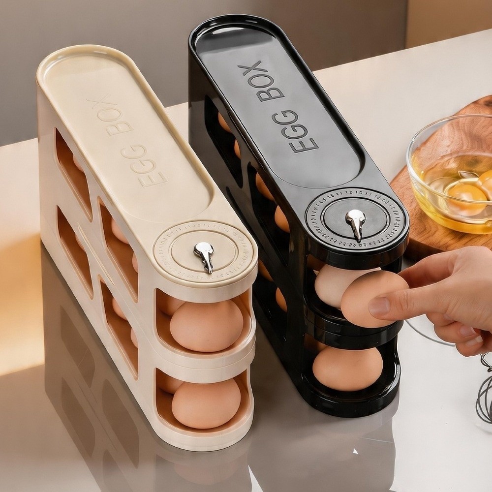 Food Storage Cabinet For Kitchen - Große Eier-Aufbewahrungsbox mit Deckel, platzsparend, automatischer