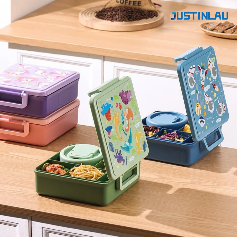Food Storage Oven Safe - Lunchbox, Cartoon-Fruchtsalat, Bento-Box mit Geschirr für
