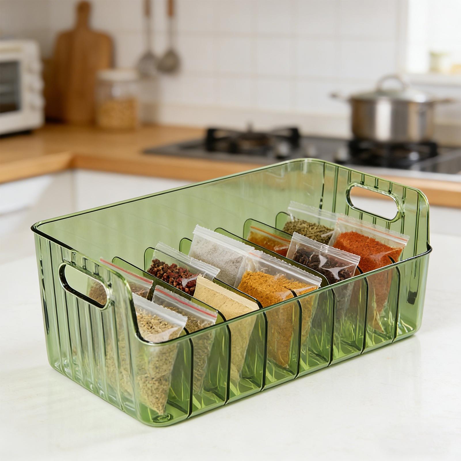 Food Storage Kitchen Cabinet - Gewürzregal Transparente Unterteilte Kosmetik- und Lebensmittelaufbewahrungsbox