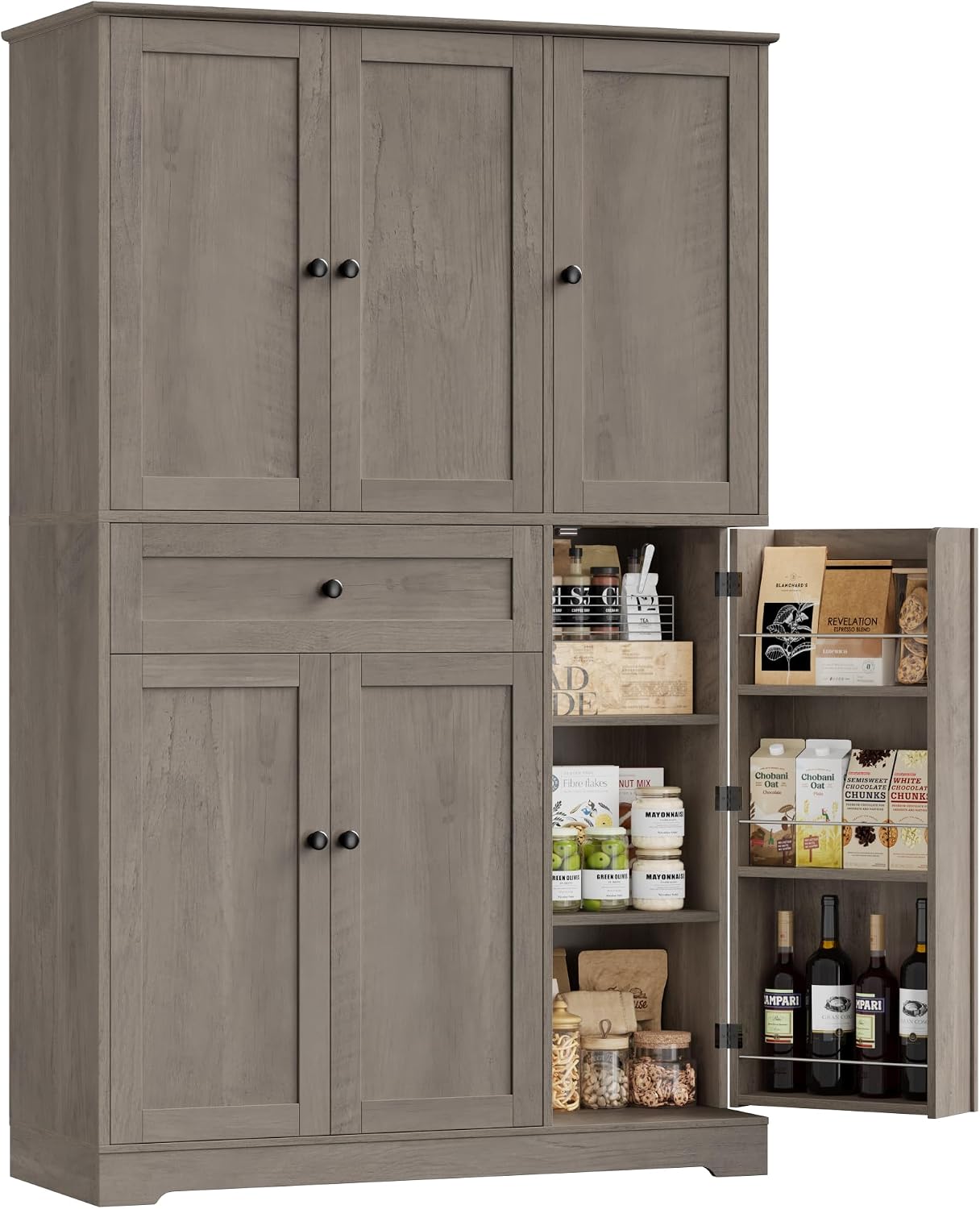 Food Storage Kitchen Cabinet - Küchenschrank mit Türen, Regalen und Schubladen,