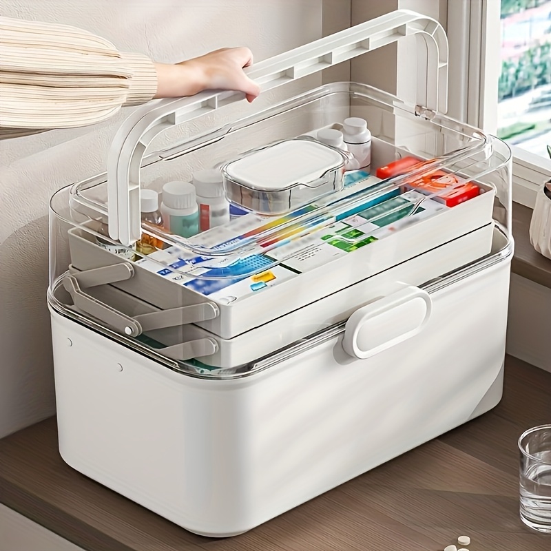 Food Storage Cabinet For Kitchen - Große Medikamentenaufbewahrungsbox/Verteilbox mit transparentem Deckel –