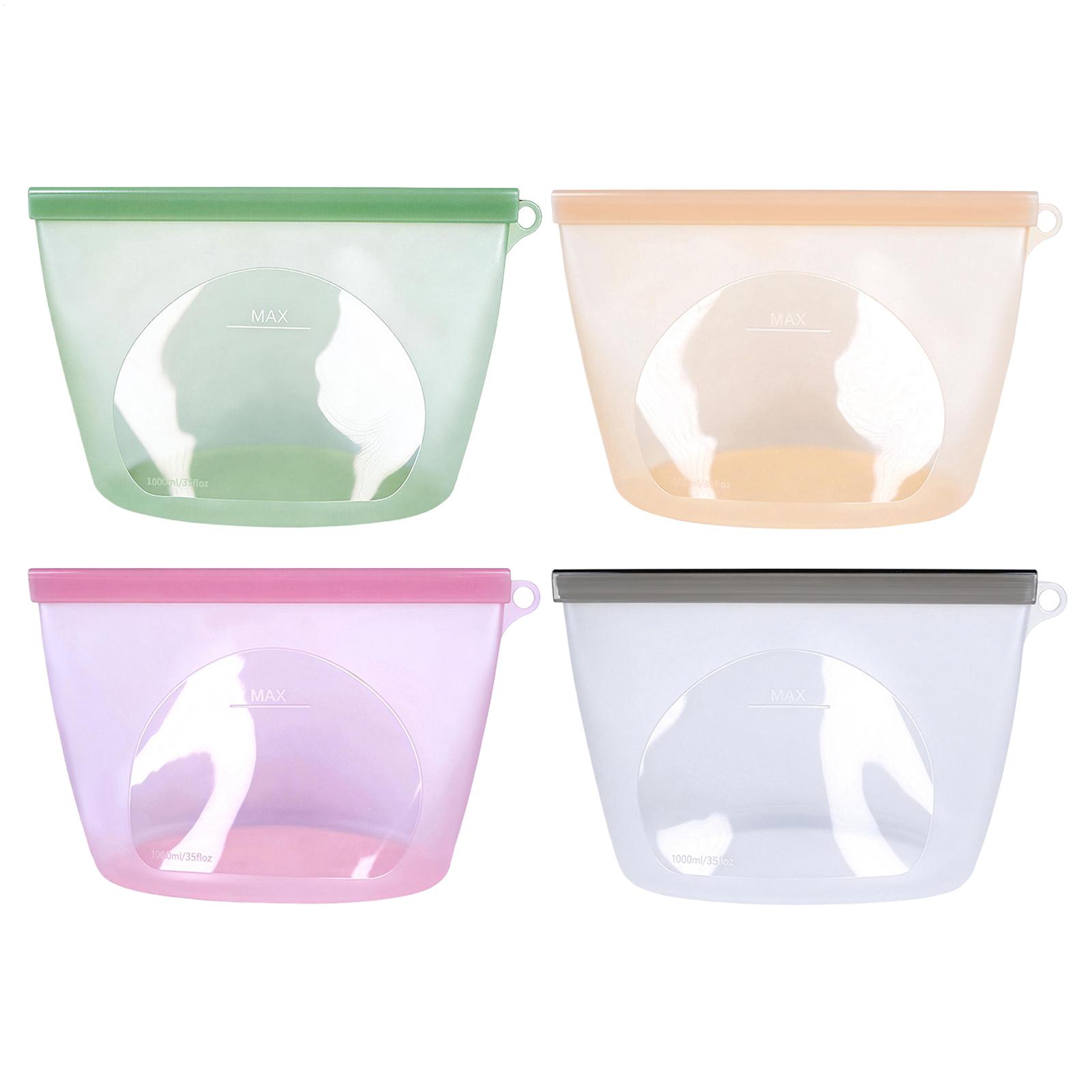 Food Storage Ziploc - Silikon-Lebensmittel-Aufbewahrungsbeutel, 1000 ml, auslaufsicher, wiederverwendbar, ofenfest,