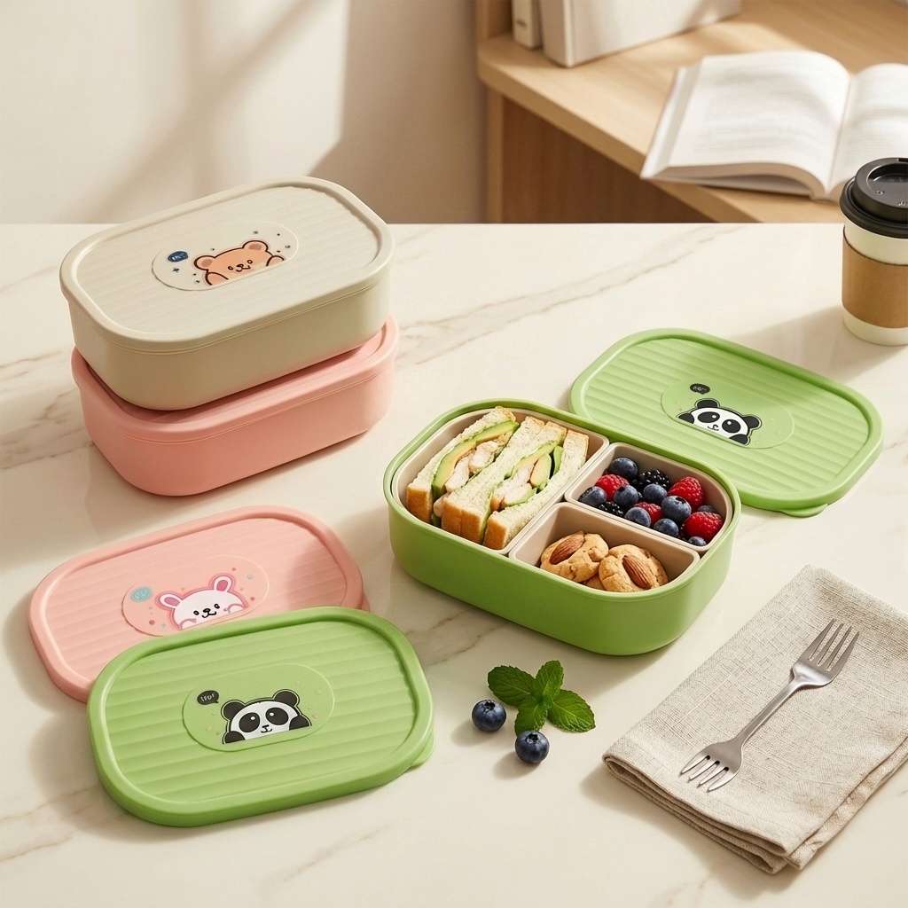 Food Storage Oven Safe - Niedliche, geteilte Lunchbox aus Kunststoff für