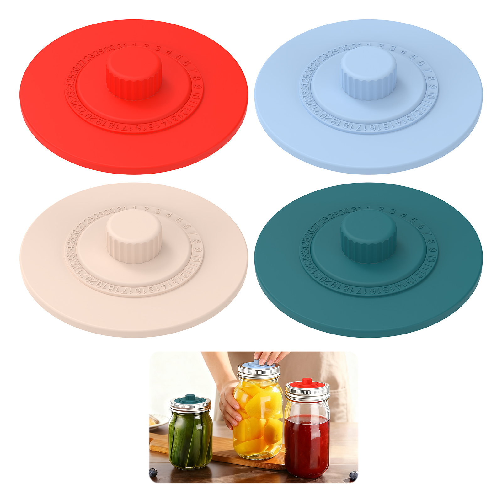 4 Stück Silikon-Gärungsdeckel  – Mason Jar Wide Mouth Bewertung und Preis