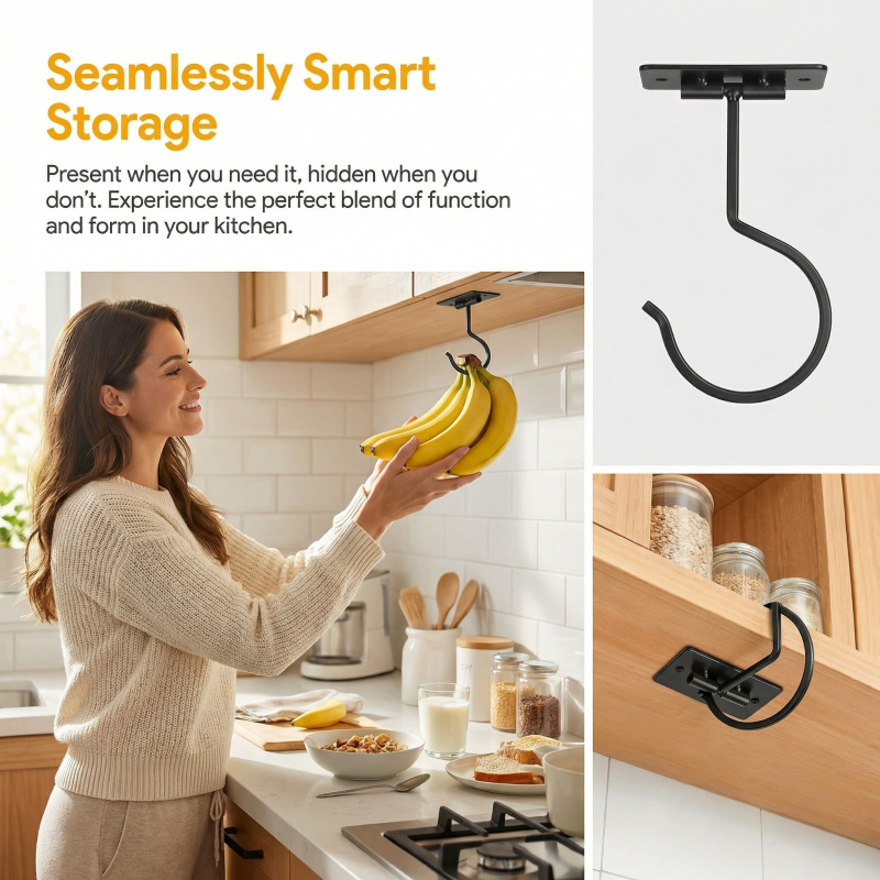 Schwarzer Metall-Selbstklebeha – Food Storage Kitchen Cabinet Bewertung und Preis
